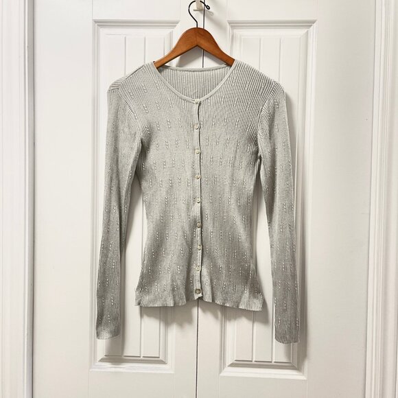 Vintage Principles Ribbed Button Up Cardigan Grey – S - Picture 1 of 11